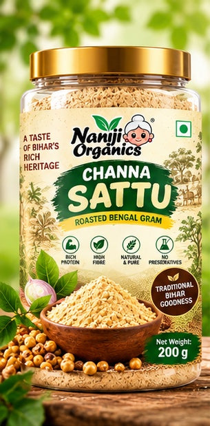 Naniji Organics Chana Sattu – Roasted Bengal Gram Flour 200 g