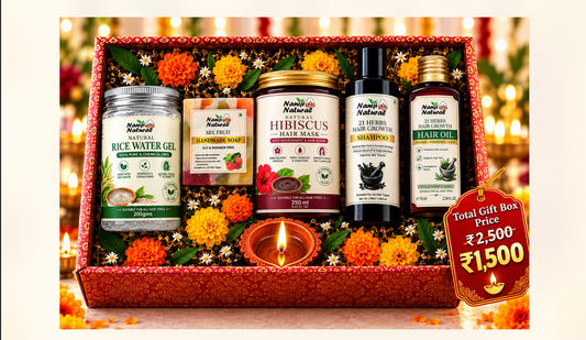 Naniji Natural Hair Care Gift Hamper – Rice Water Gel, Hibiscus Hair Mask, 21 Herbs Shampoo & Hair Growth Oil